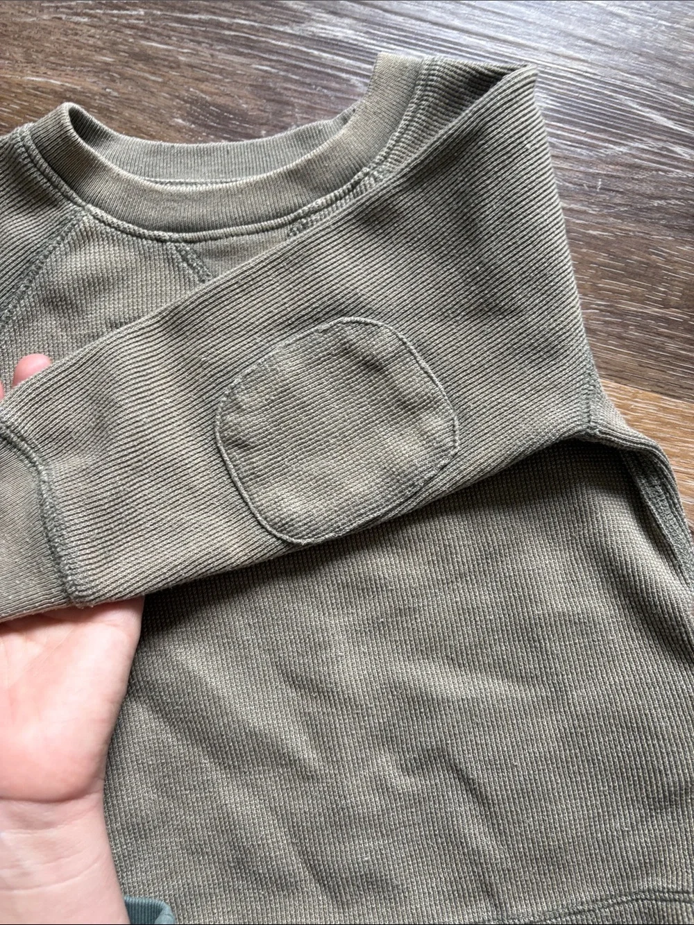 GAP Kids Olive Green Waffle Thermal Sweatshirt